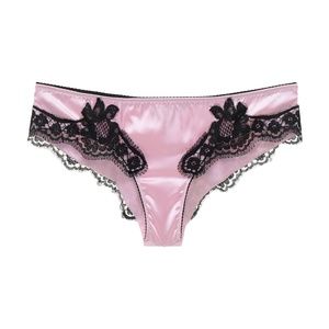 SOLD- Dolce & Gabbana Pink Silk & Black Lace Panties
